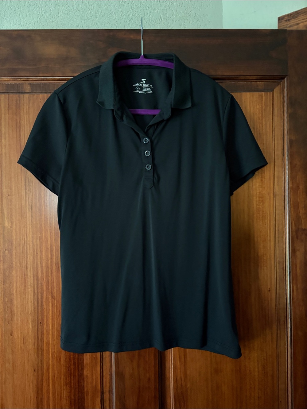 Solid Black Short-Sleeve Polo Shirt